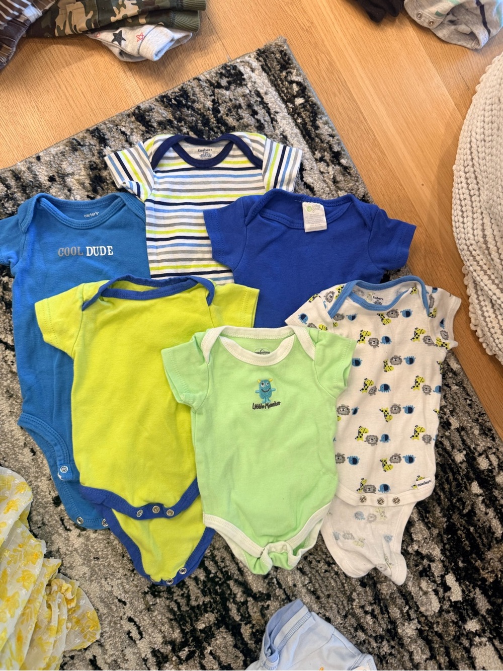 Boys' Short-Sleeve One-Piece Onesies - Blue & Green Mix